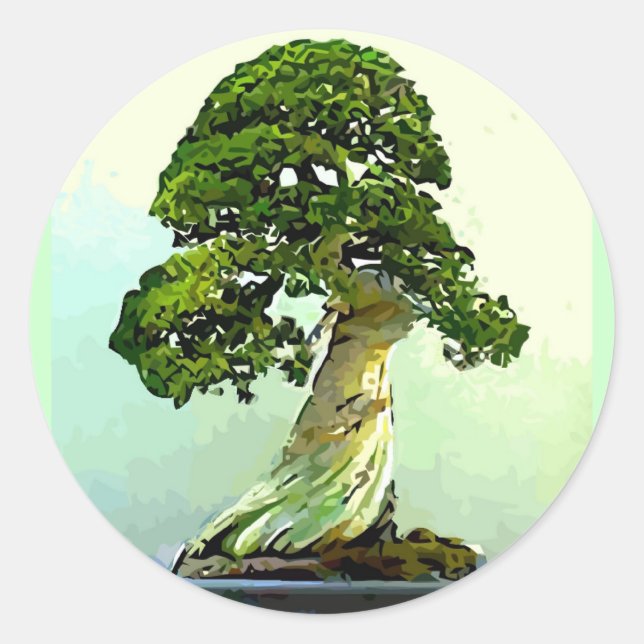 Bonsai Cypress Tree Runder Aufkleber (Vorderseite)