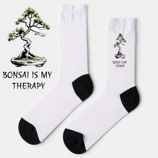 Bonsai is My Therapy funny quote for bonsai lovers Socken (Von Creator hochgeladen)
