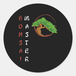 Bonsai-Master-Sonnenaufgang Mini-Bäume Pflanze Runder Aufkleber
