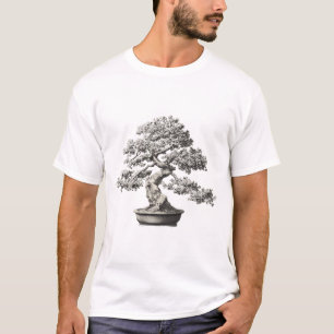 Bonsai-Schönheit – Vintage-Botanik-Tuschezeichnung T-Shirt