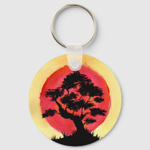 Bonsai-Sonnenuntergang Schlüsselanhänger