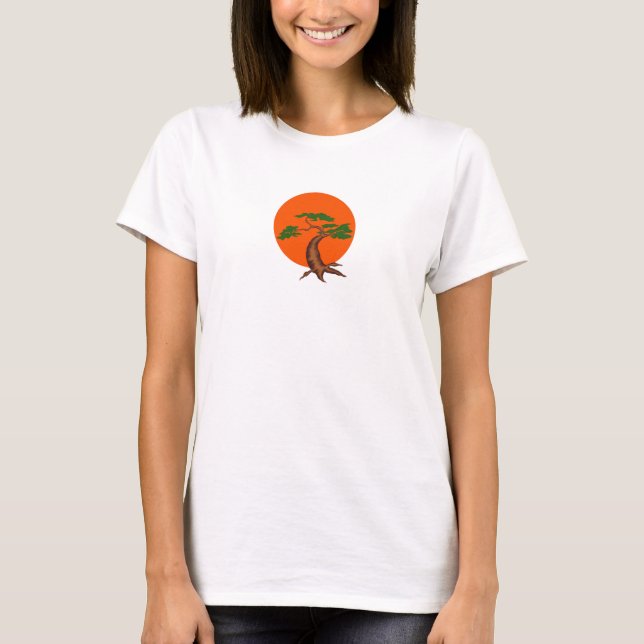 Bonsai-Sonnenuntergang T-Shirt (Vorderseite)