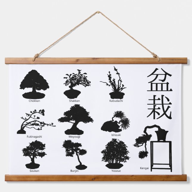 Bonsai Tree Basic Styles 10 Wandteppich Mit Holzrahmen (Vorne)