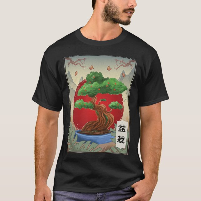 Bonsai Tree Buddhismus Japanischer Natureschmetter T-Shirt (Vorderseite)