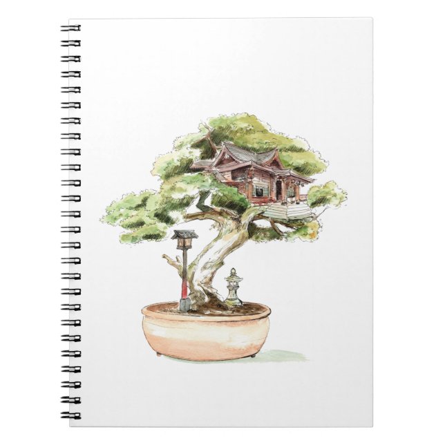 Bonsai Tree Illustration Notizblock (Vorderseite)