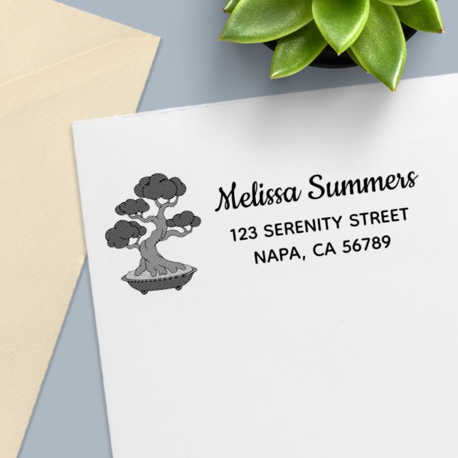 Bonsai Tree in a Tray Return Address, Etched Permastempel (Von Creator hochgeladen)