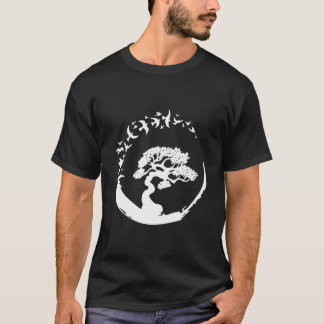 Bonsai Tree Japanese Enso Circle Birds T-Shirt