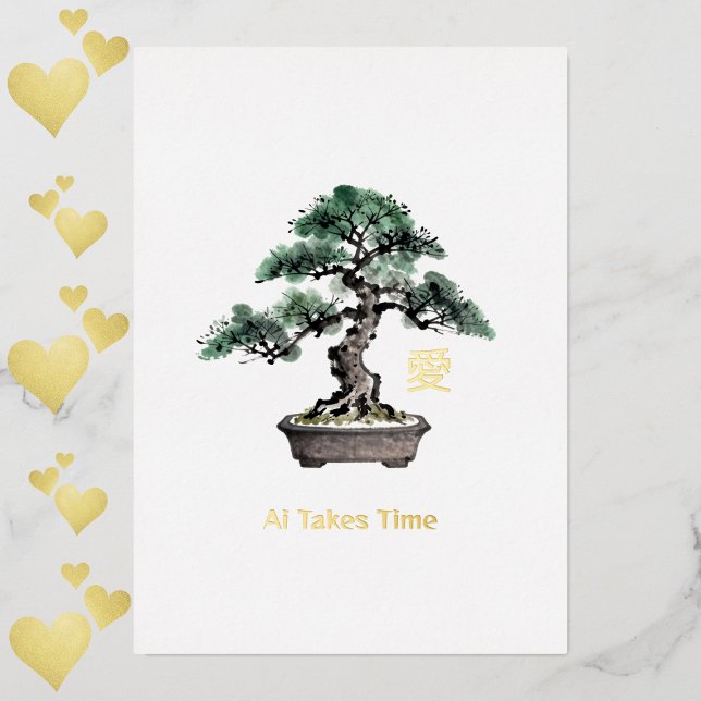 Bonsai Tree Japanese Love Calligraphy Valentine's Folieneinladung (Von Creator hochgeladen)
