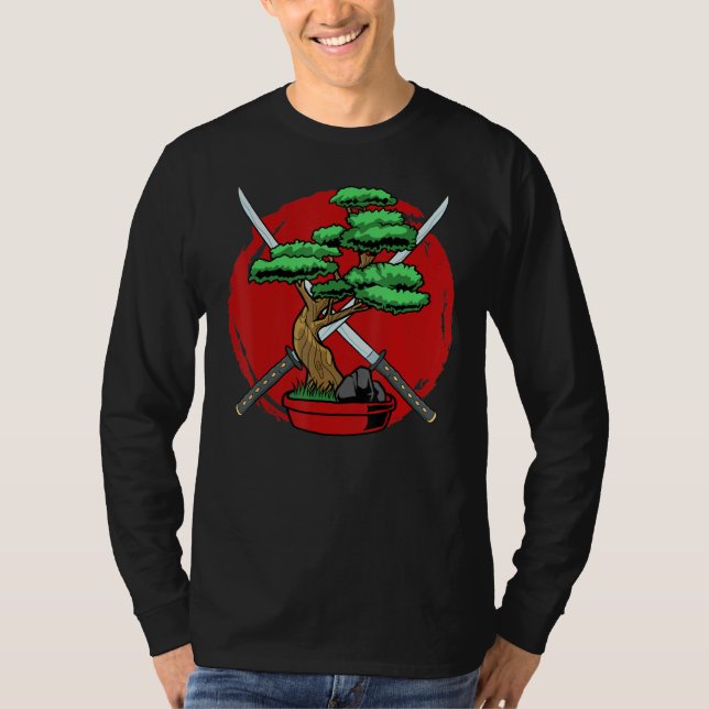 Bonsai Tree Japanischer Garten Bonsai Tree Katana T-Shirt (Vorderseite)
