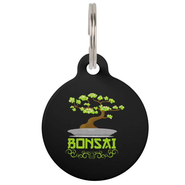 Bonsai Tree Japanisches Kanji Haustiermarke (Vorderseite)