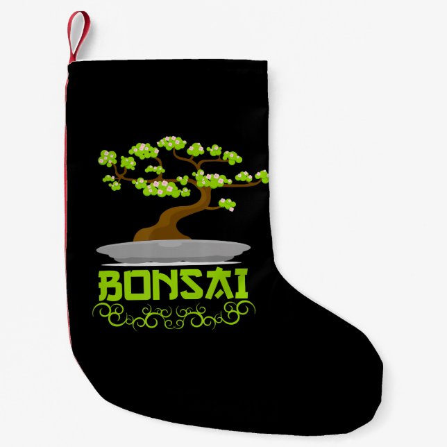 Bonsai Tree Japanisches Kanji Kleiner Weihnachtsstrumpf (Vorderseite)