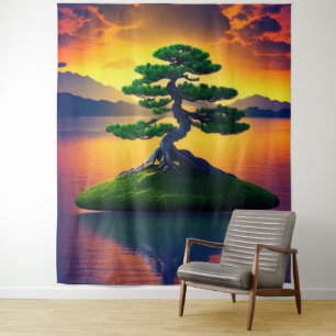 Bonsai Tree Reflektionsband Wandteppich