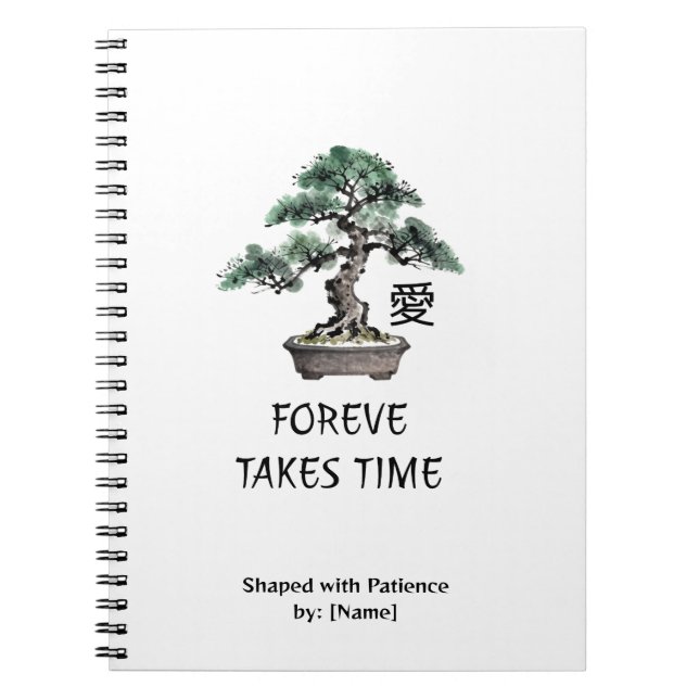 Bonsai Tree Sumi-e Style Japanese Love Calligraphy Notizblock (Vorderseite)