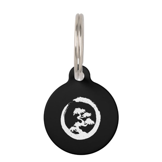 Bonsai Tree W Enso Brush Stroke Haustiermarke (Vorderseite)