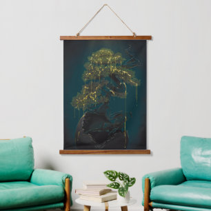 Bonsai Wandteppich Mit Holzrahmen