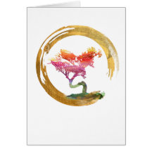 Bonsais-Baum. Zen Enso Kreis. Aquarell Feng Shui