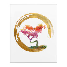 Bonsais-Baum. Zen Enso Kreis. Aquarell-Kunst