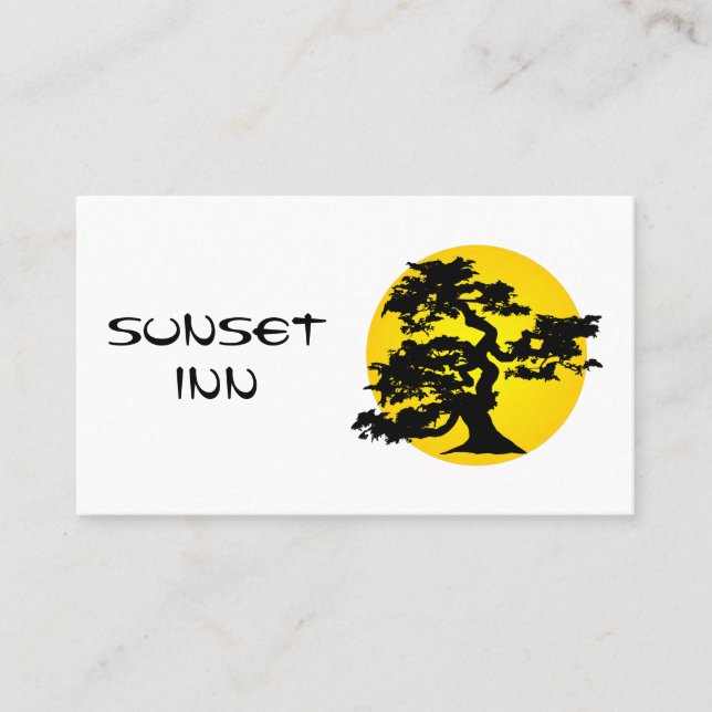 Bonsais-Silhouettesun-Geschäfts-Karte Visitenkarte (Vorderseite)
