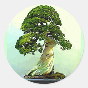 Bonsais-Zypresse-Baum Runder Aufkleber