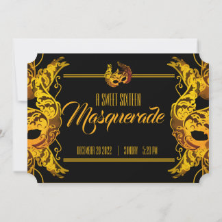 Bonus 16 BIRTHDAY MASQUERADE Goldkarte Einladung