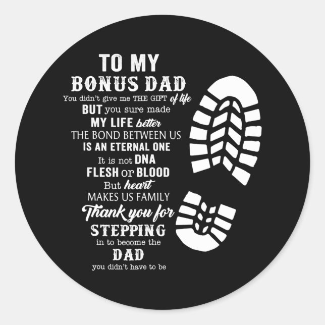 Bonus Dad Fathers Day Gift From Stepdad For Runder Aufkleber (Vorderseite)