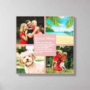 Bonus-Mama-Definition 4 Foto-Collage Blush Rosa Leinwanddruck