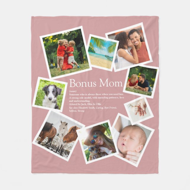 Bonus-Mama Definition 9 FotoCollage Rosa Rosa Fleecedecke (Vorderseite)