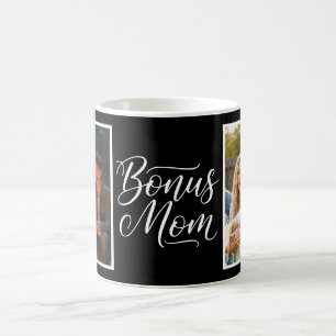 Bonus-Mama Elegant Kursiv 2 Foto Schwarz Kaffeetasse