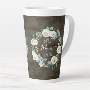 Bonus Mama I Liebe Sie, rustikaler weißer Blumenr Milchtasse