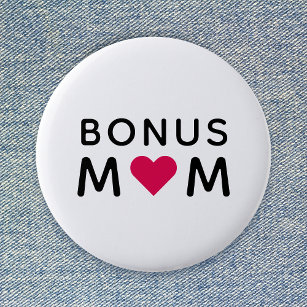 Bonus-Mama   Modern Pink Heart Mother Day Button