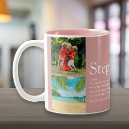 Bonus-Mama, StepMom Definition 4 FotoCollage Rosa Zweifarbige Tasse