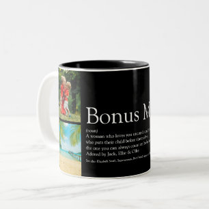 Bonus-Mama-Stiefmutter-Definition 4-Foto-Collage S Zweifarbige Tasse