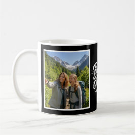 Bonus Mom Brush Script Two Photo Black and White Kaffeetasse