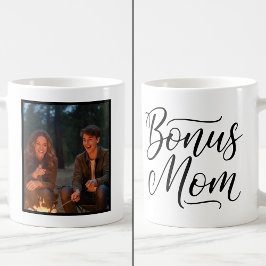 Bonus Mom Elegant Cursive 1 Custom Photo Kaffeetasse
