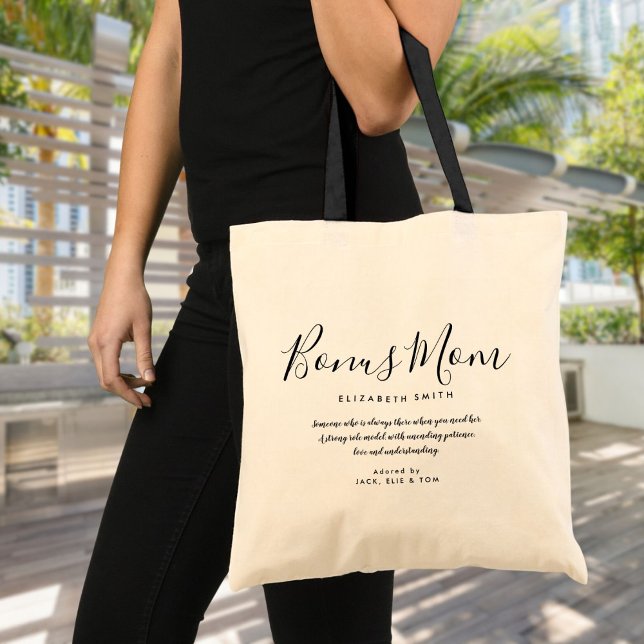 Bonus Mom Élégant Script StepMom Sac fourre-tout d (Bonus Mom Elegant Script Stepmom Quote Tote Bag)