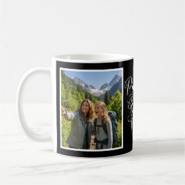 Bonus Mom Promoted Elegant Cursive Two Photo Black Kaffeetasse
