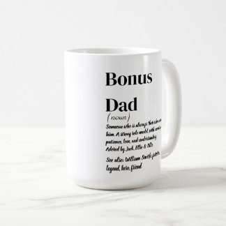 Bonus Vater Stepdad Definition Weißer und schwarze Kaffeetasse