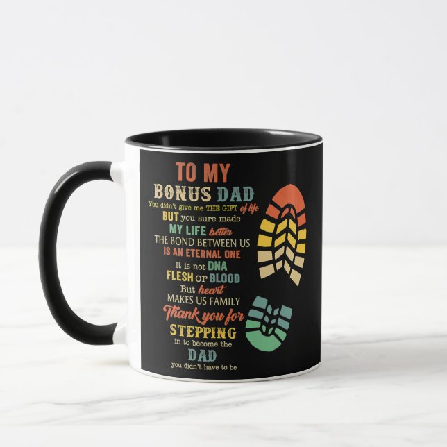 Bonus Vater Vatertag Geschenk von Stepdad für Tasse (Links)
