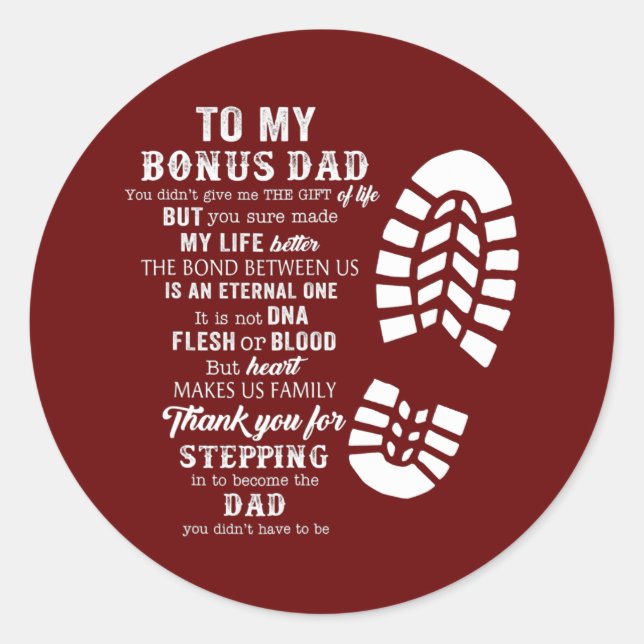 Bonus Vater Vathers Day von Stepdad für Tochter Runder Aufkleber (Vorderseite)