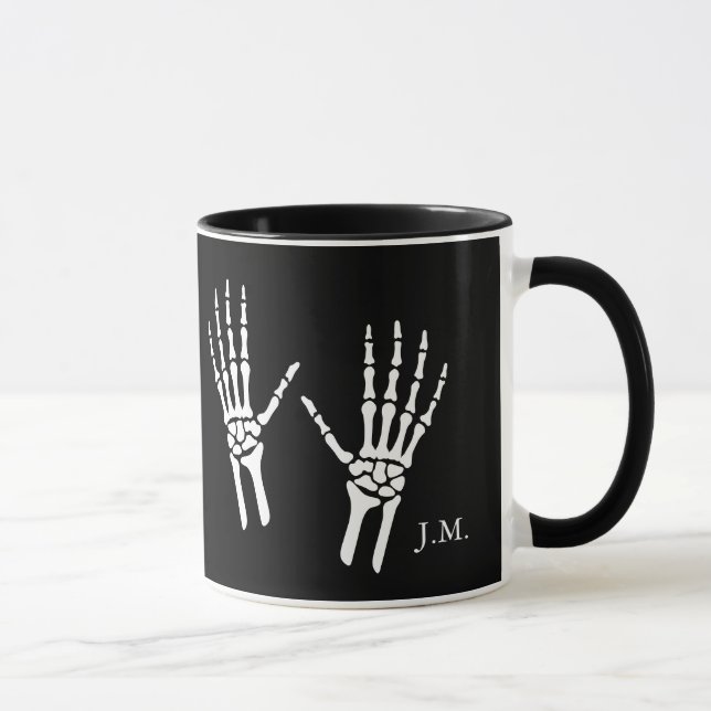Bony Skeleton Hands Radiologe Halloween Black Tasse (Rechts)