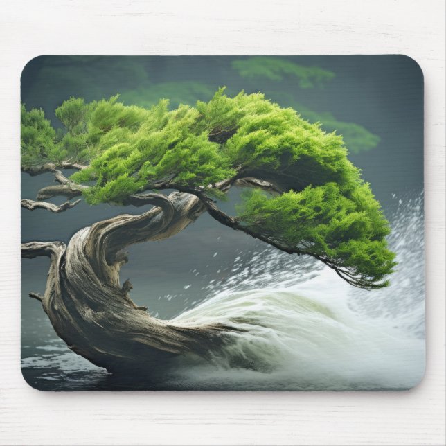 Bonzai Pflanze Wind Tranquil Friedlich Mousepad (Vorne)
