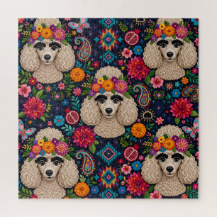 Boo22 Künstler Pudel Boho Floral – Bunter Pudel