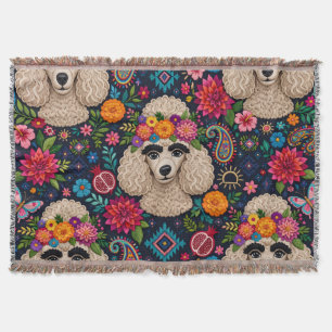 Boo22 Künstler Pudel Boho Floral – Bunter Pudel  Decke