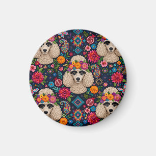 Boo22 Künstler Pudel Boho Floral – Bunter Pudel  Magnet