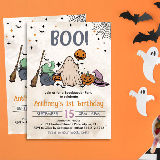 Boo! 1. Geburtstag Party Halloween Einladung