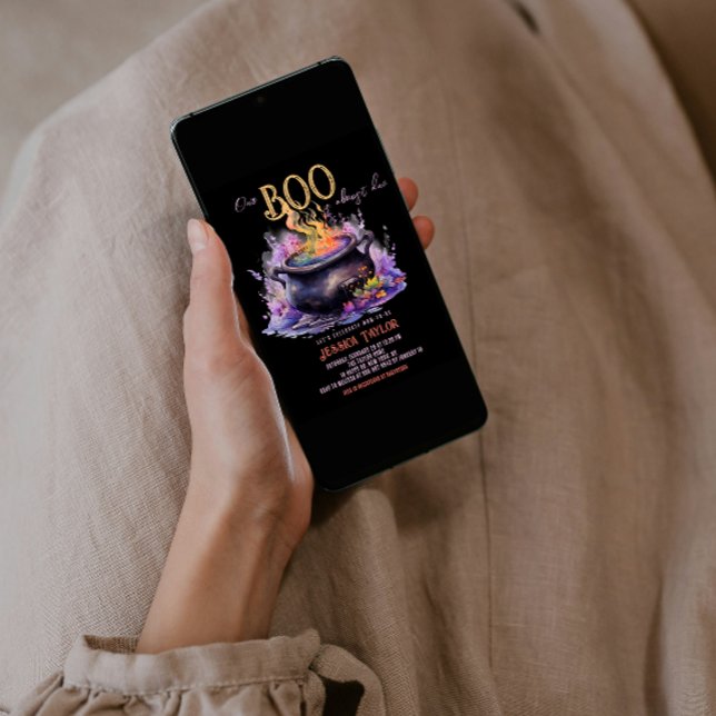 Boo Almost Due Black Pink Cauldron Baby Dusche Einladung (Von Creator hochgeladen)