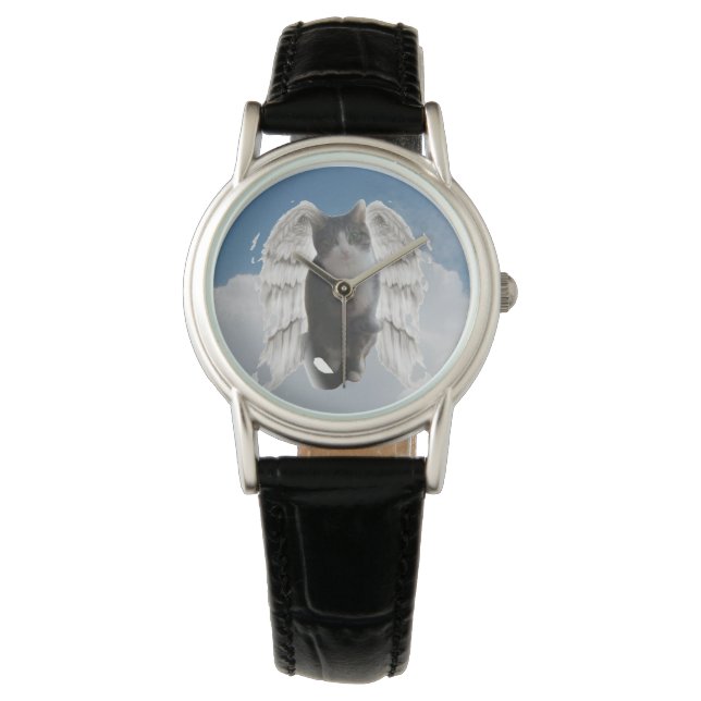 Boo Angel Women's Classic Black Leather Watch Armbanduhr (Vorderseite)