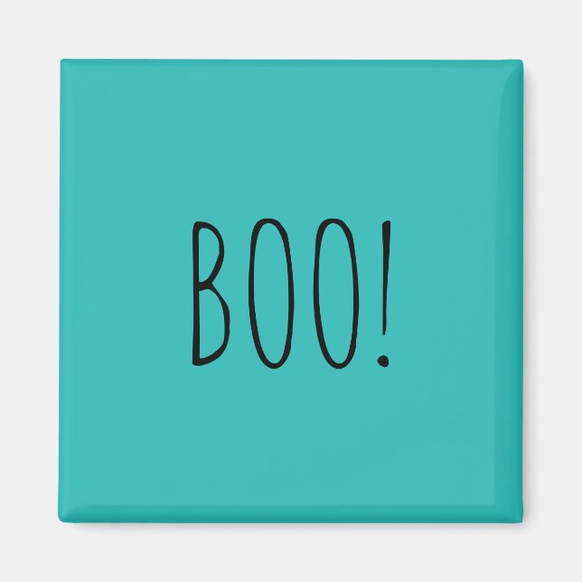 Boo aquamarine einfache Typografie lustig niedlich Magnet (Vorne)