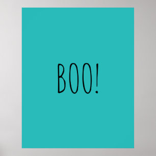 Boo aquamarine spooky Typografie minimalistisch Ha Poster