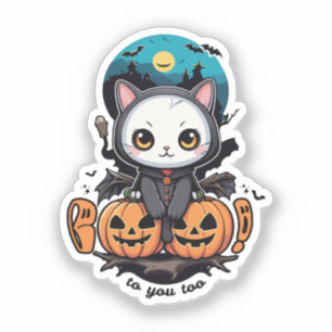 Boo auch für dich Niedliche Katzenwings & Pumpki Aufkleber